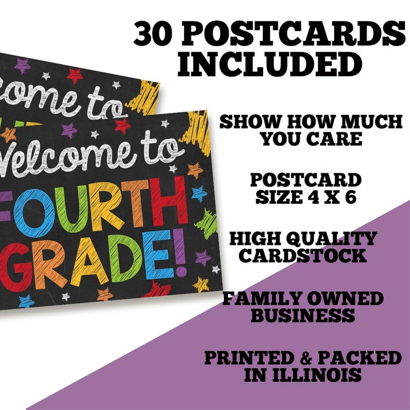 Amanda Creation Welcome To 4th Grade Colorful Chalkboard Themed Blank Postcards For Teachers To Send To Students, 4"x6" Fill In Notecards by AmandaCreation (30) - Image 5